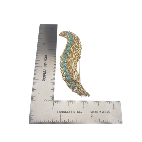 Tiffany & Co. 18 Karat Yellow Gold and Turquoise Brooch/Pin #16802 - Picture 8 of 8